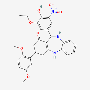 3-(2,5-dimethoxyphenyl)-11-(3-ethoxy-4-hydroxy-5-nitrophenyl)-2,3,4,5,10,11-hexahydro-1H-dibenzo[b,e][1,4]diazepin-1-one