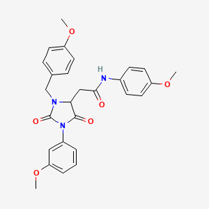 2-[3-(4-methoxybenzyl)-1-(3-methoxyphenyl)-2,5-dioxoimidazolidin-4-yl]-N-(4-methoxyphenyl)acetamide