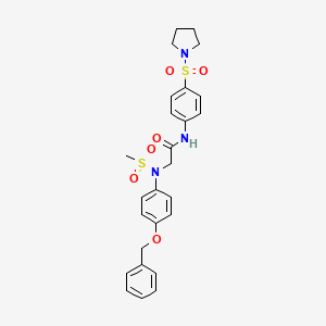 molecular formula C26H29N3O6S2 B4210709 N~2~-[4-(benzyloxy)phenyl]-N~2~-(methylsulfonyl)-N~1~-[4-(1-pyrrolidinylsulfonyl)phenyl]glycinamide 