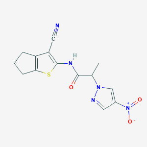 molecular formula C14H13N5O3S B4210722 N-{3-CYANO-4H5H6H-CYCLOPENTA[B]THIOPHEN-2-YL}-2-(4-NITRO-1H-PYRAZOL-1-YL)PROPANAMIDE 