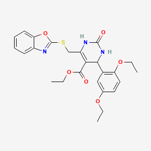 molecular formula C25H27N3O6S B4210786 ETHYL 6-[(1,3-BENZOXAZOL-2-YLSULFANYL)METHYL]-4-(2,5-DIETHOXYPHENYL)-2-OXO-1,2,3,4-TETRAHYDRO-5-PYRIMIDINECARBOXYLATE 