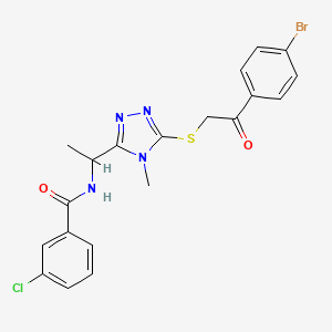 N-[1-[5-[2-(4-bromophenyl)-2-oxoethyl]sulfanyl-4-methyl-1,2,4-triazol-3-yl]ethyl]-3-chlorobenzamide