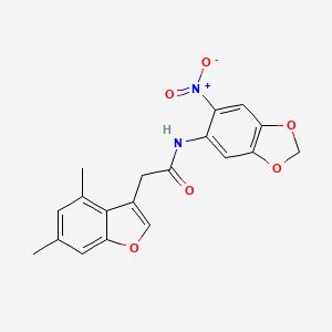 molecular formula C19H16N2O6 B4210795 2-(4,6-dimethyl-1-benzofuran-3-yl)-N-(6-nitro-1,3-benzodioxol-5-yl)acetamide 