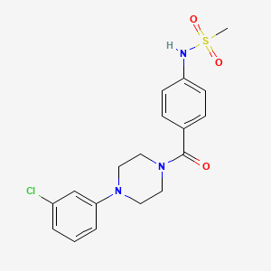 molecular formula C18H20ClN3O3S B4210816 N-(4-{[4-(3-chlorophenyl)-1-piperazinyl]carbonyl}phenyl)methanesulfonamide 