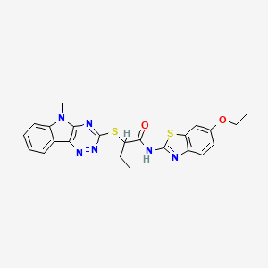 N-(6-ethoxy-1,3-benzothiazol-2-yl)-2-[(5-methyl-5H-[1,2,4]triazino[5,6-b]indol-3-yl)sulfanyl]butanamide