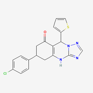 molecular formula C19H15ClN4OS B4210823 6-(4-chlorophenyl)-9-(2-thienyl)-5,6,7,9-tetrahydro[1,2,4]triazolo[5,1-b]quinazolin-8(4H)-one 