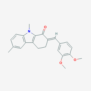 molecular formula C23H23NO3 B421084 2-(3,4-dimethoxybenzylidene)-6,9-dimethyl-2,3,4,9-tetrahydro-1H-carbazol-1-one 