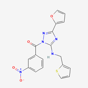 [3-(Furan-2-yl)-5-(thiophen-2-ylmethylamino)-1,2,4-triazol-1-yl]-(3-nitrophenyl)methanone