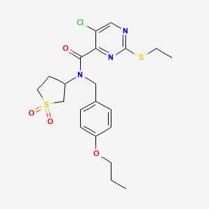 molecular formula C21H26ClN3O4S2 B4210858 5-chloro-N-(1,1-dioxidotetrahydrothiophen-3-yl)-2-(ethylsulfanyl)-N-(4-propoxybenzyl)pyrimidine-4-carboxamide 