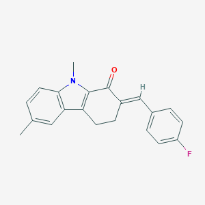 molecular formula C21H18FNO B421086 2-(4-fluorobenzylidene)-6,9-dimethyl-2,3,4,9-tetrahydro-1H-carbazol-1-one 