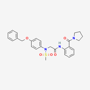 molecular formula C27H29N3O5S B4210879 2-(N-methylsulfonyl-4-phenylmethoxyanilino)-N-[2-(pyrrolidine-1-carbonyl)phenyl]acetamide 