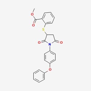 molecular formula C24H19NO5S B4210893 Methyl 2-[2,5-dioxo-1-(4-phenoxyphenyl)pyrrolidin-3-yl]sulfanylbenzoate 