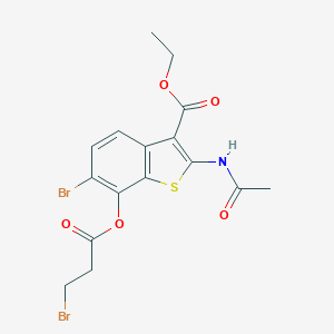 molecular formula C16H15Br2NO5S B421092 Ethyl 2-(acetylamino)-6-bromo-7-[(3-bromopropanoyl)oxy]-1-benzothiophene-3-carboxylate 
