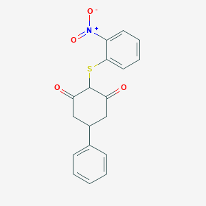 molecular formula C18H15NO4S B421094 Trans-2-[(2-Nitrophenyl)sulfanyl]-5-Phenylcyclohexane-1,3-Dione 