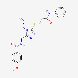 molecular formula C23H25N5O3S B4210961 4-methoxy-N-{[5-{[3-oxo-3-(phenylamino)propyl]sulfanyl}-4-(prop-2-en-1-yl)-4H-1,2,4-triazol-3-yl]methyl}benzamide 