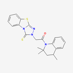 molecular formula C22H22N4OS2 B4210968 2-[3-THIOXO[1,2,4]TRIAZOLO[3,4-B][1,3]BENZOTHIAZOL-2(3H)-YL]-1-[2,2,4-TRIMETHYL-3,4-DIHYDRO-1(2H)-QUINOLINYL]-1-ETHANONE 