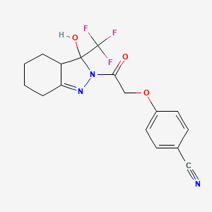 molecular formula C17H16F3N3O3 B4211004 4-[2-[3-hydroxy-3-(trifluoromethyl)-4,5,6,7-tetrahydro-3aH-indazol-2-yl]-2-oxoethoxy]benzonitrile 