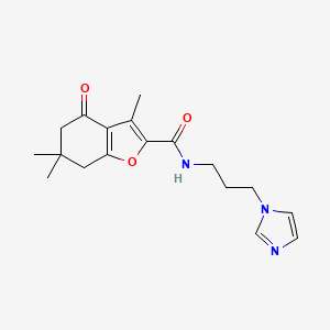 molecular formula C18H23N3O3 B4211038 N-[3-(1H-imidazol-1-yl)propyl]-3,6,6-trimethyl-4-oxo-4,5,6,7-tetrahydro-1-benzofuran-2-carboxamide 