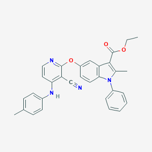 molecular formula C31H26N4O3 B421104 ethyl 5-{[3-cyano-4-(4-toluidino)-2-pyridinyl]oxy}-2-methyl-1-phenyl-1H-indole-3-carboxylate 