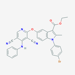 ethyl 5-[(4-anilino-3,5-dicyano-2-pyridinyl)oxy]-1-(4-bromophenyl)-2-methyl-1H-indole-3-carboxylate