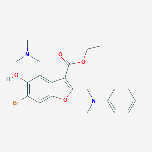 molecular formula C22H25BrN2O4 B421107 Ethyl 6-bromo-4-[(dimethylamino)methyl]-5-hydroxy-2-{[methyl(phenyl)amino]methyl}-1-benzofuran-3-carboxylate CAS No. 85388-75-6