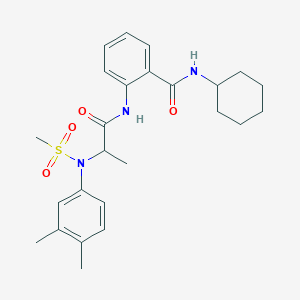 molecular formula C25H33N3O4S B4211070 N-cyclohexyl-2-{[N-(3,4-dimethylphenyl)-N-(methylsulfonyl)alanyl]amino}benzamide 