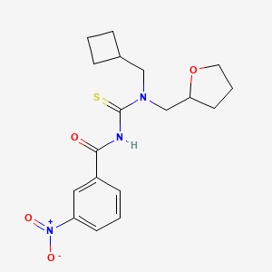 molecular formula C18H23N3O4S B4211083 N-{[(cyclobutylmethyl)(tetrahydro-2-furanylmethyl)amino]carbonothioyl}-3-nitrobenzamide 