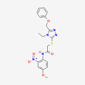 molecular formula C20H21N5O5S B4211093 2-{[4-ethyl-5-(phenoxymethyl)-4H-1,2,4-triazol-3-yl]thio}-N-(4-methoxy-2-nitrophenyl)acetamide 