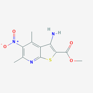 molecular formula C11H11N3O4S B421110 Methyl 3-amino-5-nitro-4,6-dimethylthieno[2,3-b]pyridine-2-carboxylate 