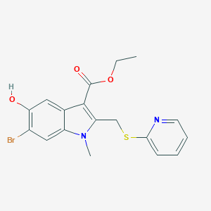 molecular formula C18H17BrN2O3S B421111 ethyl 6-bromo-5-hydroxy-1-methyl-2-[(pyridin-2-ylsulfanyl)methyl]-1H-indole-3-carboxylate CAS No. 141599-36-2