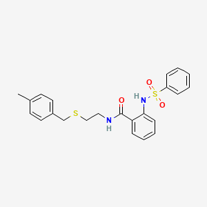 molecular formula C23H24N2O3S2 B4211142 N-{2-[(4-methylbenzyl)thio]ethyl}-2-[(phenylsulfonyl)amino]benzamide 