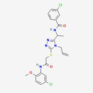 molecular formula C23H23Cl2N5O3S B4211163 N-{1-[4-allyl-5-({2-[(5-chloro-2-methoxyphenyl)amino]-2-oxoethyl}thio)-4H-1,2,4-triazol-3-yl]ethyl}-3-chlorobenzamide 