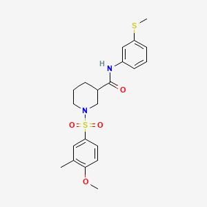 molecular formula C21H26N2O4S2 B4211174 1-(4-METHOXY-3-METHYLBENZENESULFONYL)-N-[3-(METHYLSULFANYL)PHENYL]PIPERIDINE-3-CARBOXAMIDE 