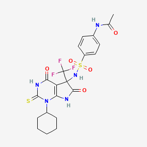 N-(4-{[1-CYCLOHEXYL-4,6-DIOXO-2-SULFANYLIDENE-5-(TRIFLUOROMETHYL)-1H,2H,3H,4H,5H,6H,7H-PYRROLO[2,3-D]PYRIMIDIN-5-YL]SULFAMOYL}PHENYL)ACETAMIDE