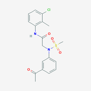 molecular formula C18H19ClN2O4S B4211258 N~2~-(3-acetylphenyl)-N~1~-(3-chloro-2-methylphenyl)-N~2~-(methylsulfonyl)glycinamide 