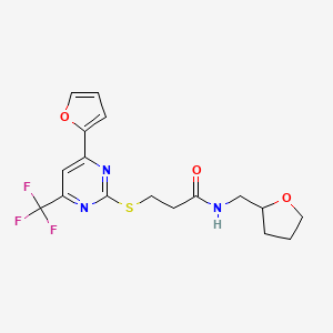 3-{[4-(2-furyl)-6-(trifluoromethyl)-2-pyrimidinyl]thio}-N-(tetrahydro-2-furanylmethyl)propanamide