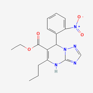 molecular formula C17H19N5O4 B4211333 ethyl 7-(2-nitrophenyl)-5-propyl-4,7-dihydro[1,2,4]triazolo[1,5-a]pyrimidine-6-carboxylate 