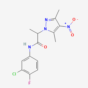 N-(3-chloro-4-fluorophenyl)-2-(3,5-dimethyl-4-nitropyrazol-1-yl)propanamide