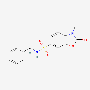 3-methyl-2-oxo-N-(1-phenylethyl)-2,3-dihydro-1,3-benzoxazole-6-sulfonamide