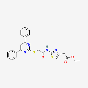 molecular formula C25H22N4O3S2 B4211445 ethyl [2-({[(4,6-diphenyl-2-pyrimidinyl)thio]acetyl}amino)-1,3-thiazol-4-yl]acetate 