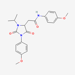 molecular formula C22H25N3O5 B4211451 N-(4-methoxyphenyl)-2-[1-(4-methoxyphenyl)-2,5-dioxo-3-(propan-2-yl)imidazolidin-4-yl]acetamide 