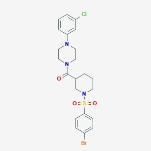 molecular formula C22H25BrClN3O3S B4211508 [1-(4-Bromophenyl)sulfonylpiperidin-3-yl]-[4-(3-chlorophenyl)piperazin-1-yl]methanone 