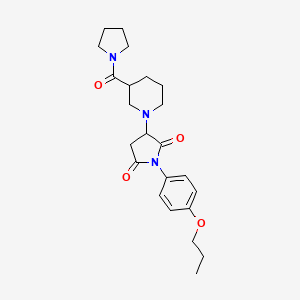 molecular formula C23H31N3O4 B4211540 1-(4-PROPOXYPHENYL)-3-[3-(1-PYRROLIDINYLCARBONYL)PIPERIDINO]DIHYDRO-1H-PYRROLE-2,5-DIONE 