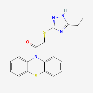 molecular formula C18H16N4OS2 B4211549 10-{[(5-ethyl-4H-1,2,4-triazol-3-yl)thio]acetyl}-10H-phenothiazine 