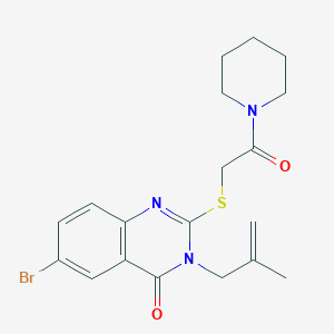 molecular formula C19H22BrN3O2S B4211593 6-bromo-3-(2-methyl-2-propen-1-yl)-2-{[2-oxo-2-(1-piperidinyl)ethyl]thio}-4(3H)-quinazolinone 