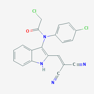 molecular formula C20H12Cl2N4O B421161 2-chloro-N-(4-chlorophenyl)-N-[2-(2,2-dicyanovinyl)-1H-indol-3-yl]acetamide 