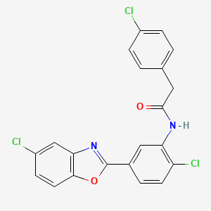 molecular formula C21H13Cl3N2O2 B4211612 N-[2-chloro-5-(5-chloro-1,3-benzoxazol-2-yl)phenyl]-2-(4-chlorophenyl)acetamide 