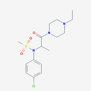 molecular formula C16H24ClN3O3S B4211616 N-(4-chlorophenyl)-N-[2-(4-ethyl-1-piperazinyl)-1-methyl-2-oxoethyl]methanesulfonamide 