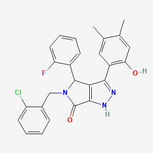 molecular formula C26H21ClFN3O2 B4211632 5-(2-chlorobenzyl)-4-(2-fluorophenyl)-3-(2-hydroxy-4,5-dimethylphenyl)-4,5-dihydropyrrolo[3,4-c]pyrazol-6(1H)-one 