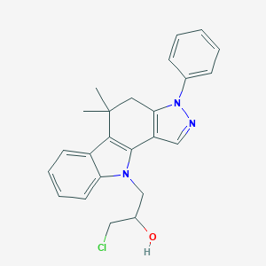 molecular formula C24H24ClN3O B421169 1-chloro-3-(5,5-dimethyl-3-phenyl-4,5-dihydropyrazolo[4,3-a]carbazol-10(3H)-yl)-2-propanol 